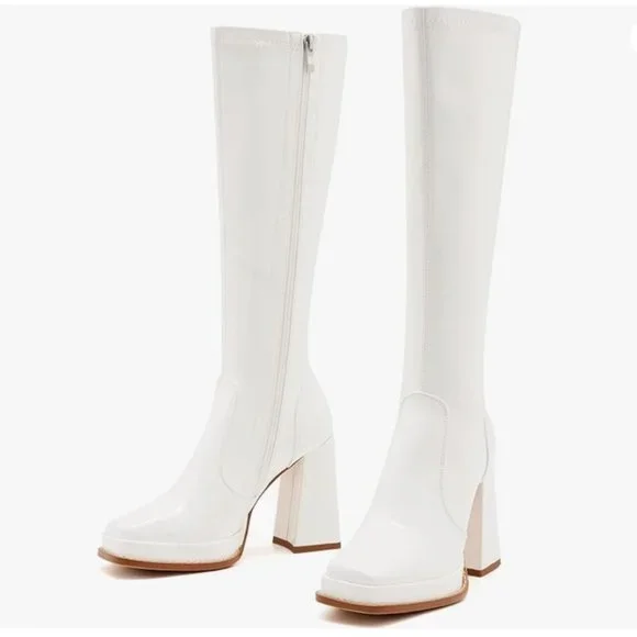 GOGO♡ ZXHYZLZ | Shoes | White Go Go Boots | Poshmark
